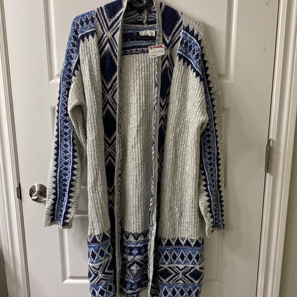 Lucky Brand Aztec Southwest tribal open front duster cardigan size small NWT - Picture 3 of 6